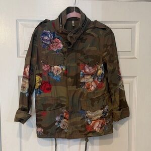 Floral print camo utility jacket